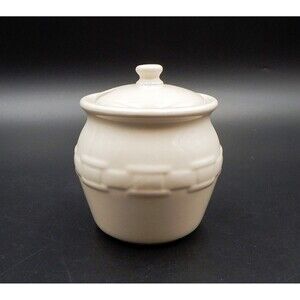 Longaberger Woven Traditions Almond Sugar Bowl Jam Jelly Jar Small Crock